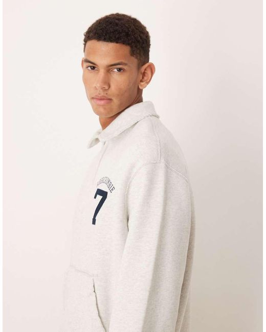 Abercrombie & Fitch White Running Club Graphic Half Zip Sweatshirt for men