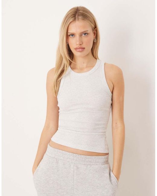 Gina Tricot White Slim Fit Rib Tank Top