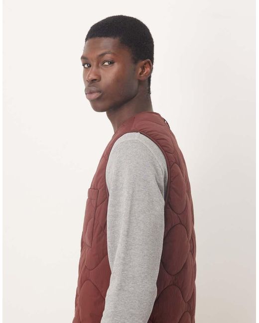 ARKET Red Quilted Gilet With Zip Front for men