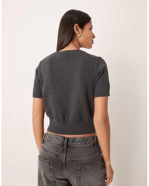 Calvin Klein Gray Monogram Logo Cropped Knitted Top