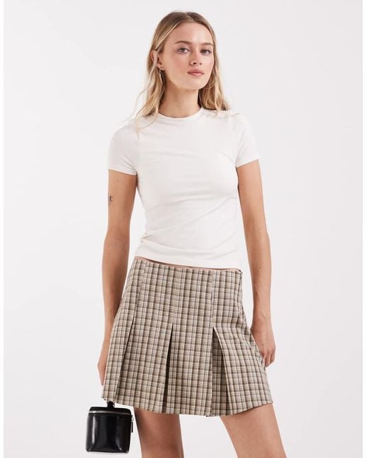 ASOS Natural Box Pleat Tailored Mini Skirt