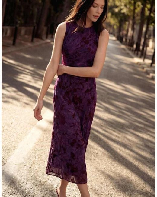 Desigual Purple Midi Flocked Dress