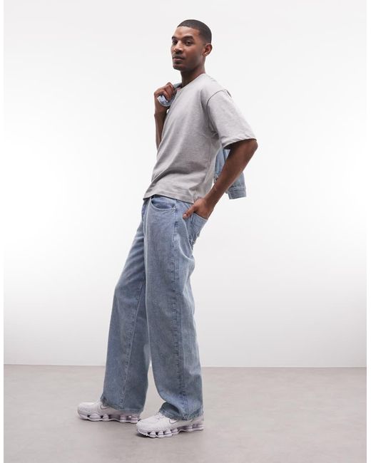Liquor N Poker Blue baggy Corduroy Jeans With Back Pocket Logo Embroidery Co-ord for men
