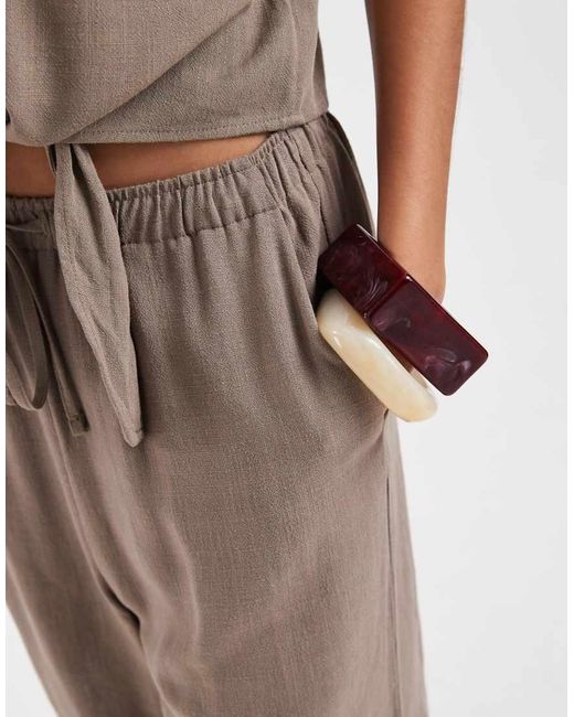 ONLY Brown Linen Mix Short Co-ord