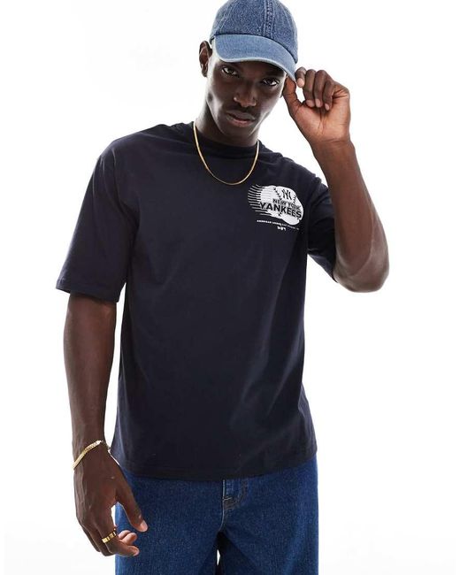 KTZ Blue Ny Yankees Baseball Graphic Motif T-shirt for men