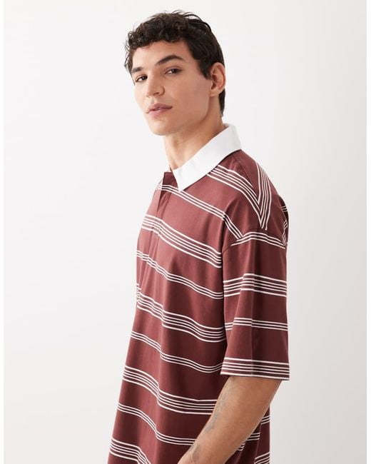 ASOS Red Oversized Rugby Polo for men