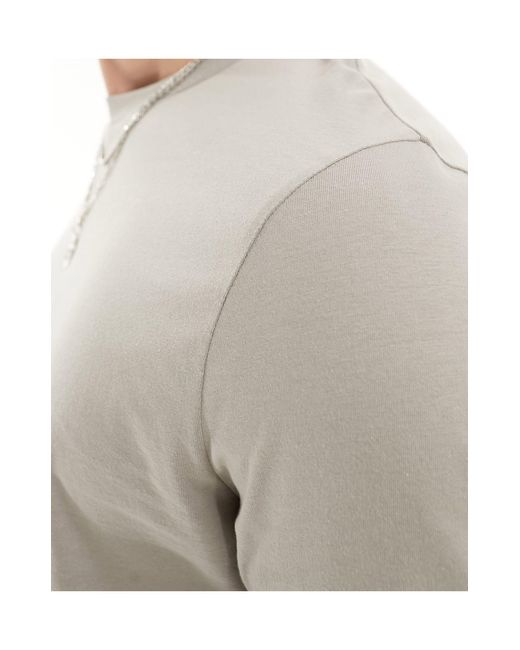 ASOS – langärmliges shirt mit rundhalsausschnitt in Gray für Herren