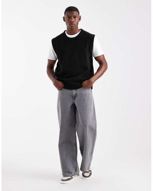 ASOS Black Relaxed Knitted Vest for men