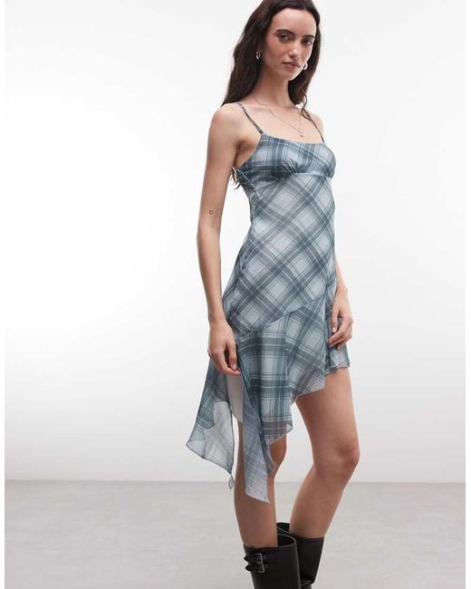 Reclaimed Vintage Blue Crinkle Chiffon Asymmetric Maxi Dress