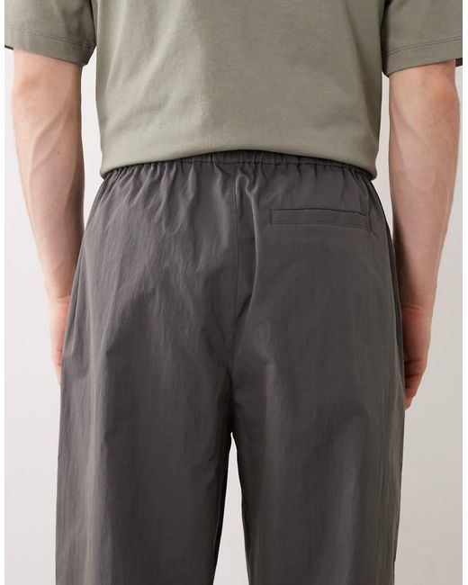 ASOS Gray Oversized Tapered Trousers With Pleat for men
