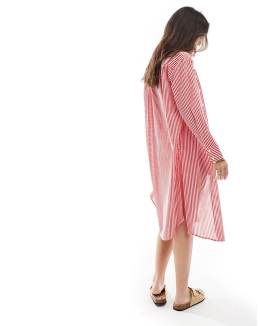 Stradivarius Pink – langes strandhemd