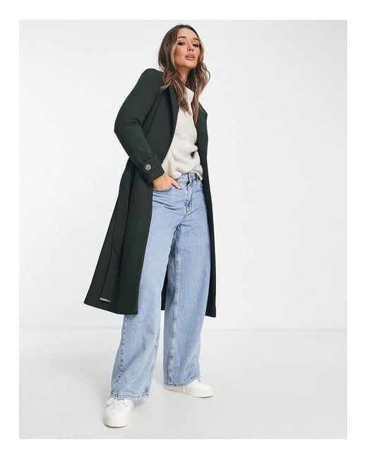 River Island Wrap Coat in Green (Blue) Lyst