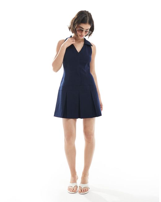 Robe courte et ajustée à encolure américaine - bleu marine Miss Selfridge en coloris Blue