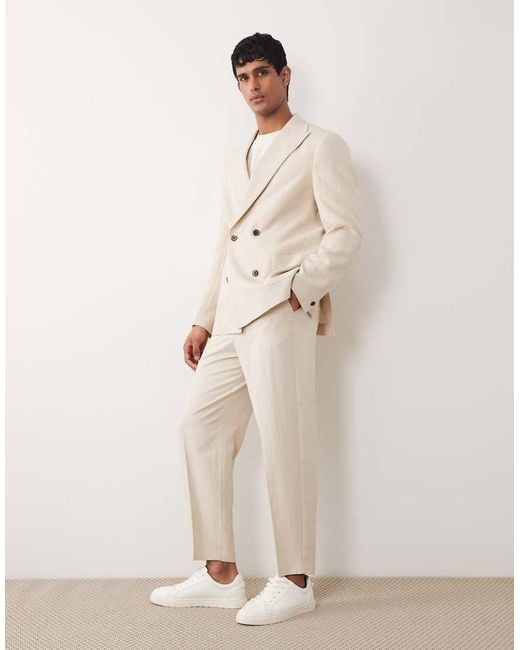 ASOS Natural Double Breasted Regular Suit Blazer for men