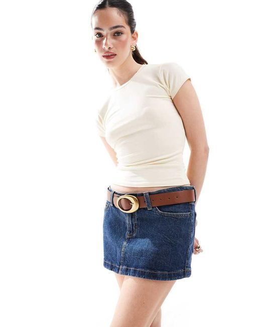 Cotton On Blue Micro Low Denim Skirt