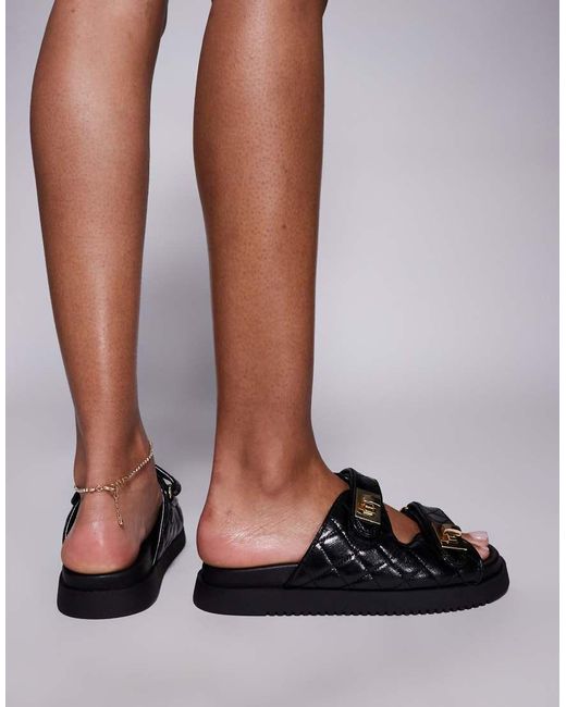 Sandalias Negras Con Hebillas De Cuero Schmna De -Negro Steve Madden de color Black
