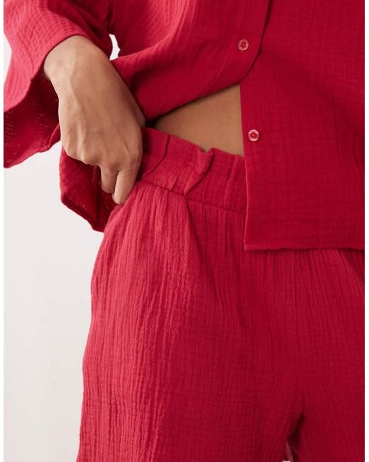 Jdy Red Cheesecloth Shorts