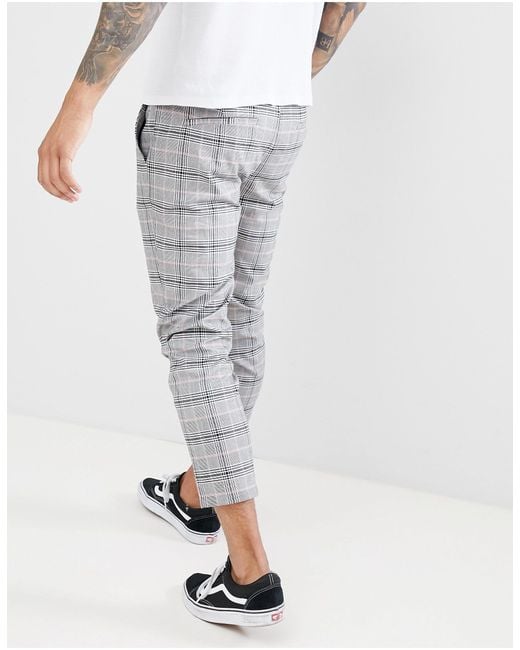 Pantalones grises con diseño a cuadros Bershka de hombre de color Gris |  Lyst