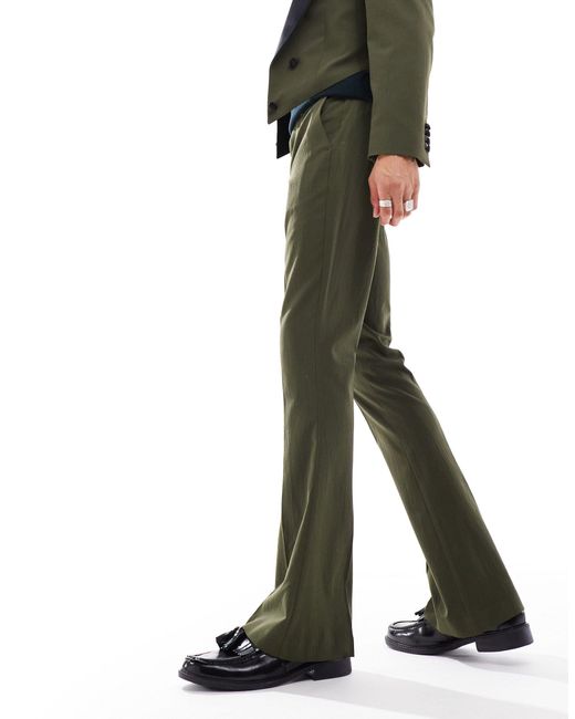 ASOS Green Skinny Flare Suit Trousers for men