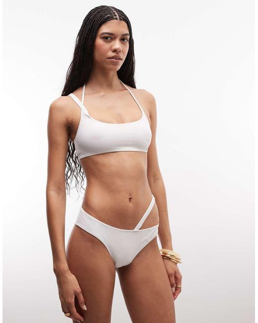 Monki Brown Cut-out Asymmetric Bikini Top