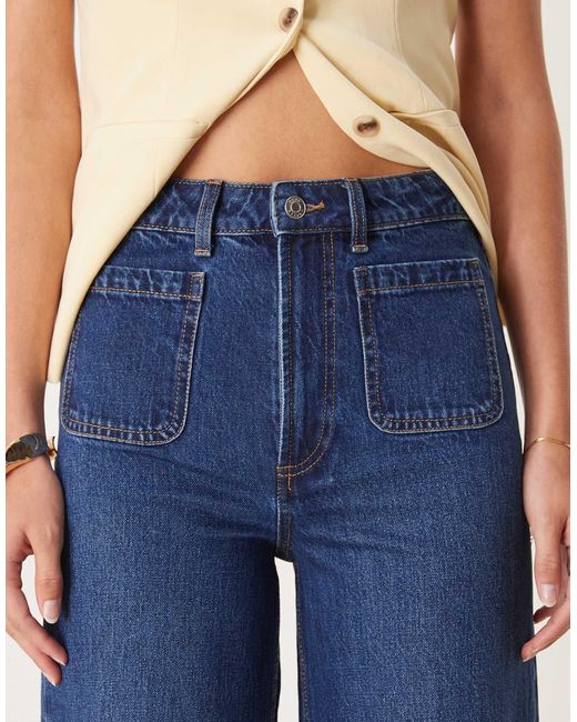 ASOS Blue Asos Design Tall Clean Wide Leg Jeans With Front Pockets