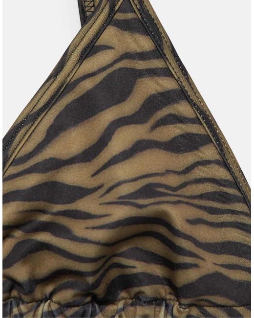 Pull&Bear Brown Zebra Print Bikini Top
