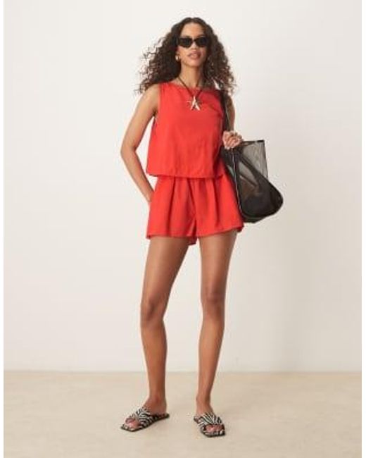 Combishort double épaisseur à dos ouvert ASOS en coloris Red