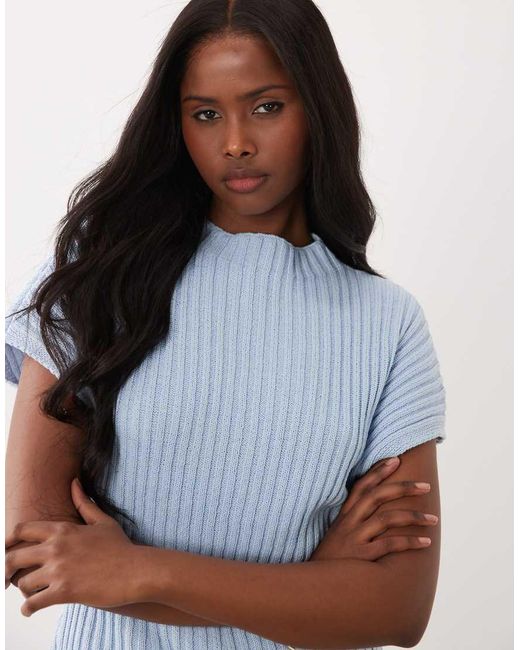 ASOS Blue Knitted Cinched Pleated Top