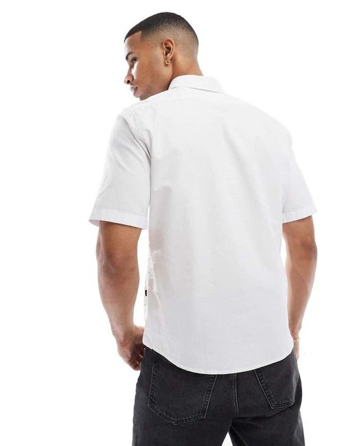 Boss White Rash_2 Short Sleeve Oxford Shirt for men