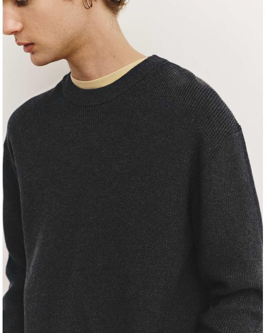 Pull structuré à col rond Pull&Bear pour homme en coloris Black