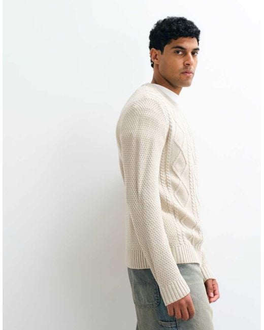 JJ Rebel Natural Cable Knit Jumper for men