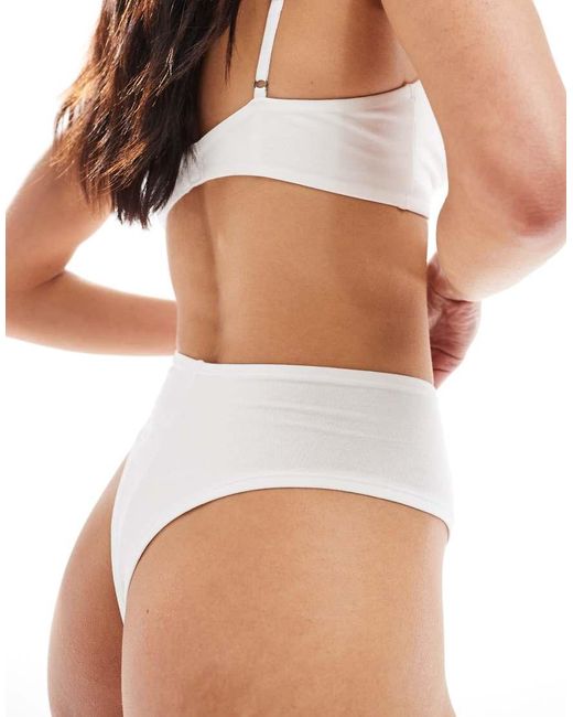 Tanga De Pernera Alta De Algodón De Lindex de color White