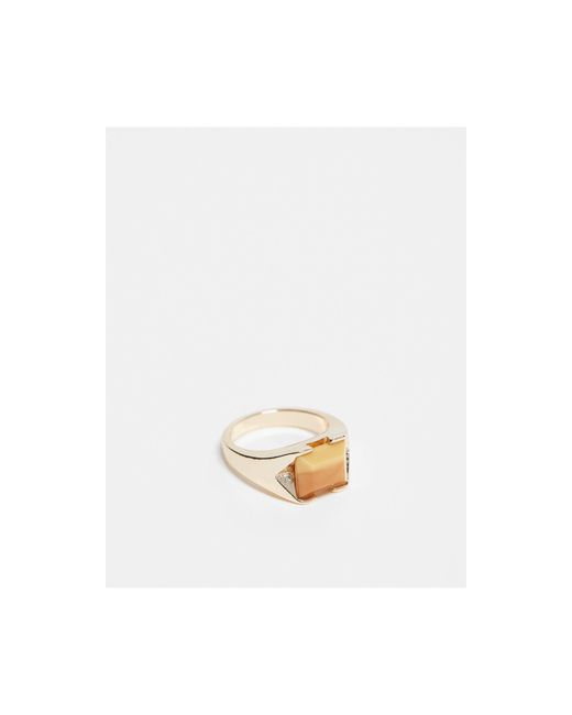 Reclaimed (vintage) White Unisex Pinky Ring With Faux Stone