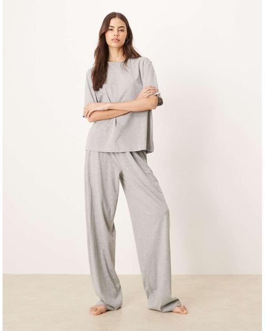 Pantalones De Pijama Grises De Algodón Mix & Match De Asos Design Tall ASOS de color Natural