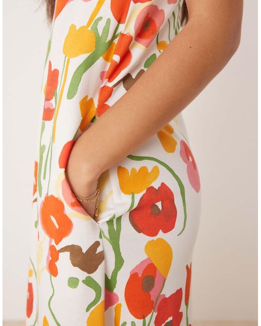 ASOS Multicolor – trapezförmiges maxikleid mit blumenmuster