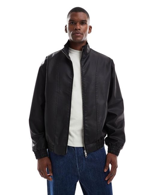 ASOS – bomberjacke aus kunstleder in Blue für Herren