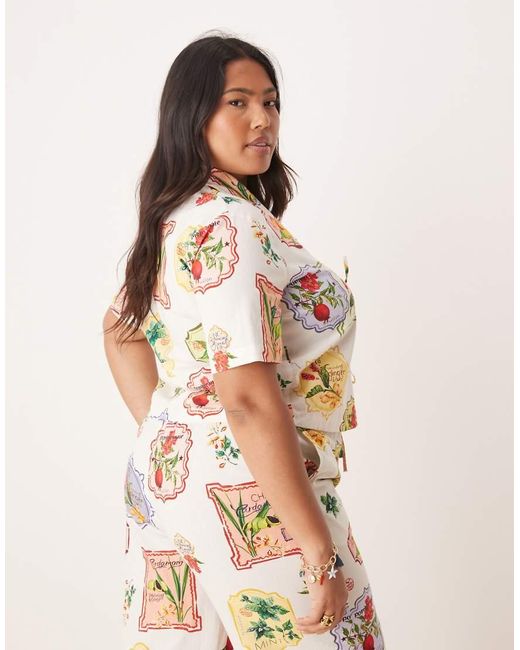 Camisa Con Estampado De Postales De Frutas Y Detalle De Lazada Harper De (Parte De Un Conjunto) Nobody's Child de color White