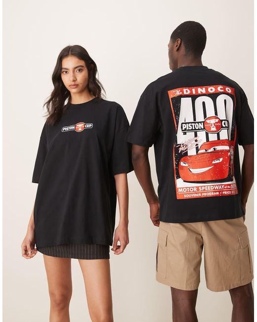 Camiseta Negra Extragrande Con Estampado De Lightning Mcqueen De "Cars" De Disney Pixar De ASOS de color Black