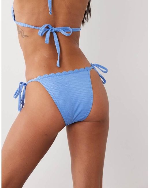 Peek & Beau Blue Textured Tie Side Bikini Bottom