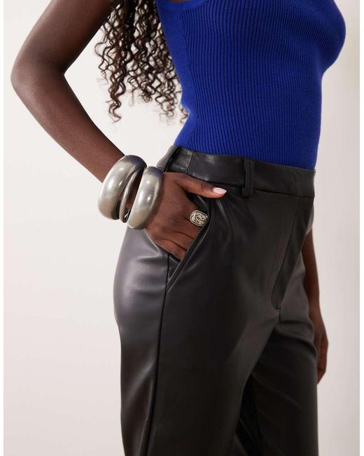 ASOS Blue Faux Leather Straight Leg Pants
