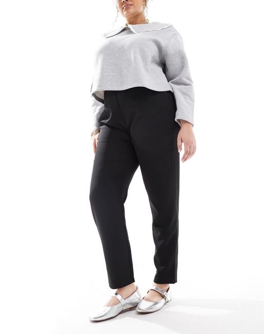 Yours Black Darted Waist Tapered Pants