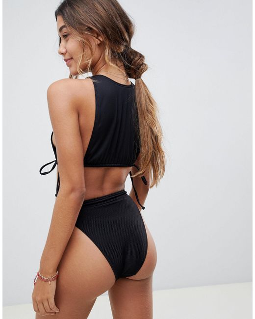 ribbed high leg bikini bottoms