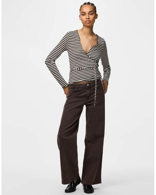 Pieces Gray Wrap Top