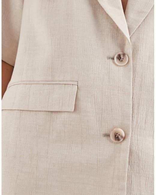Pieces Natural Short Sleeve Tailored Linen-look Blazer Co-ord