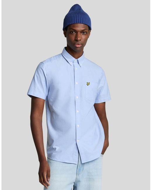 Lyle & Scott Blue Ss Woven Shirts Short Sleeve Oxford Shirt for men