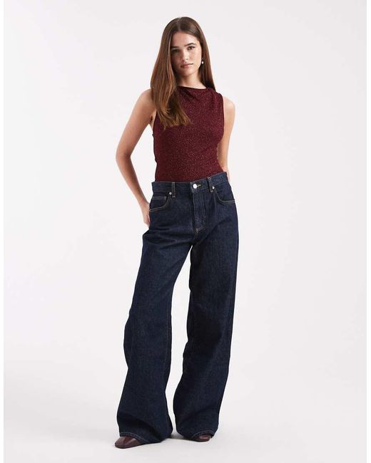 Miss Selfridge Blue Twist Back Bodysuit
