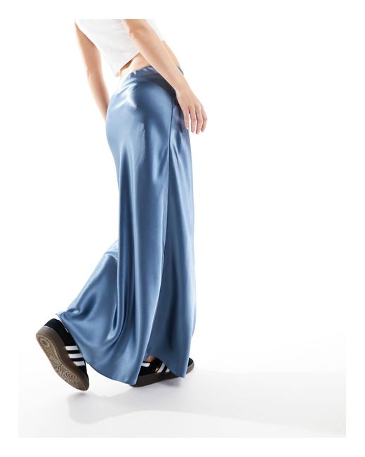 Miss Selfridge Blue Liquid Satin Bias Maxi Skirt
