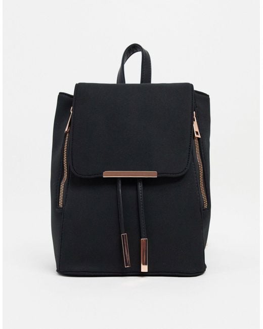 ASOS Black Scuba Backpack With Rose Gold Hardware