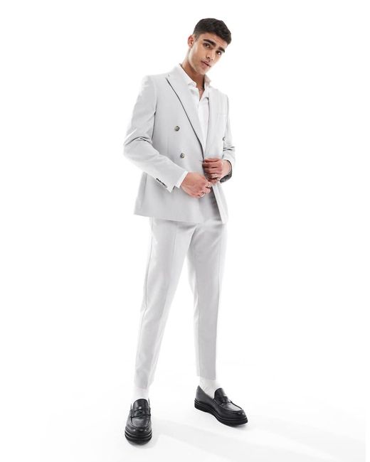 ASOS White Double Breasted Slim Suit Jacket for men