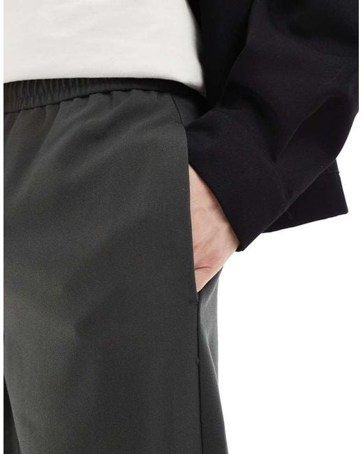 Bershka Black Wide Leg Tailored Trouser for men